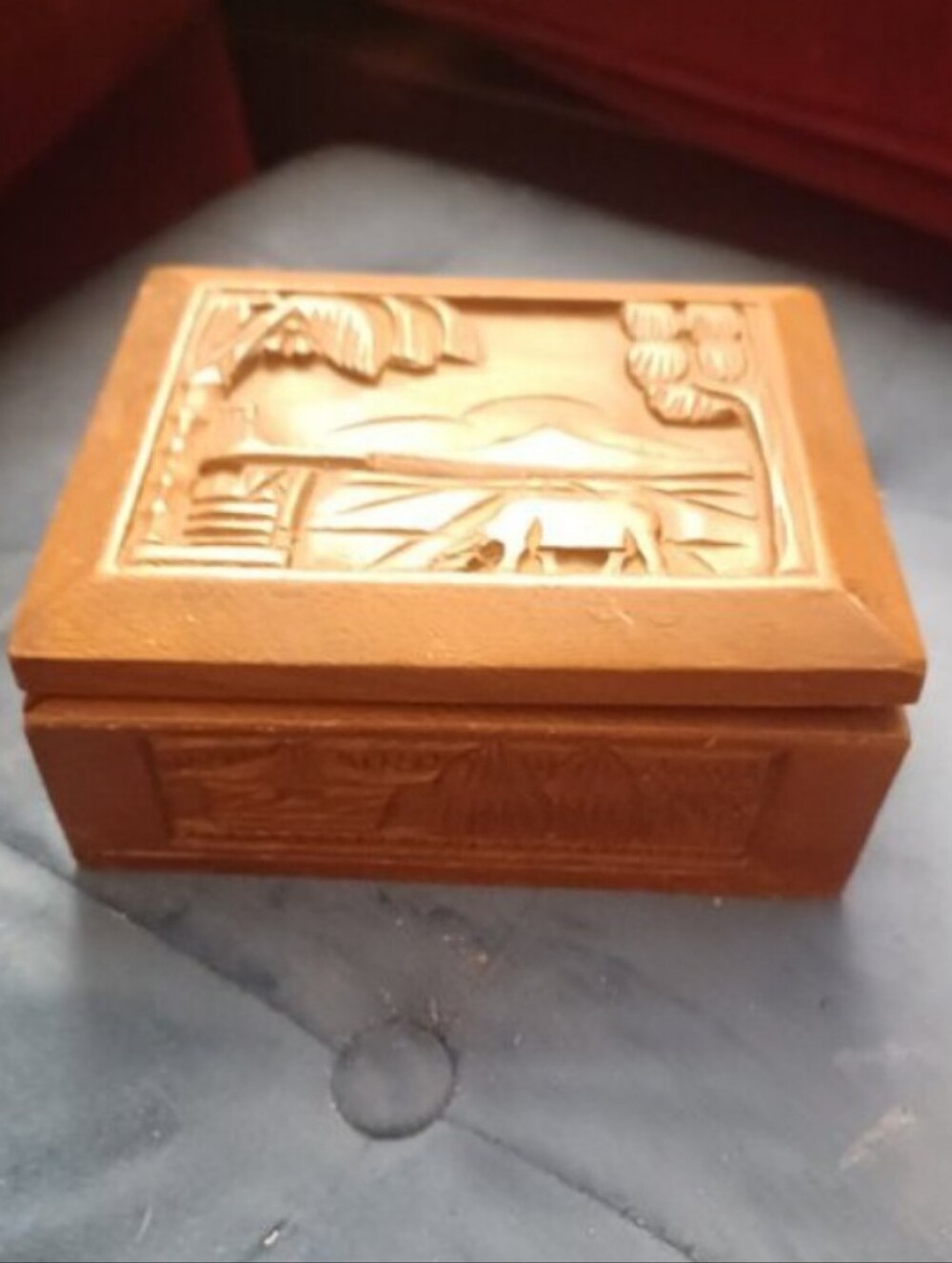 Vintage Carved Wooden decorative cigarette Box
